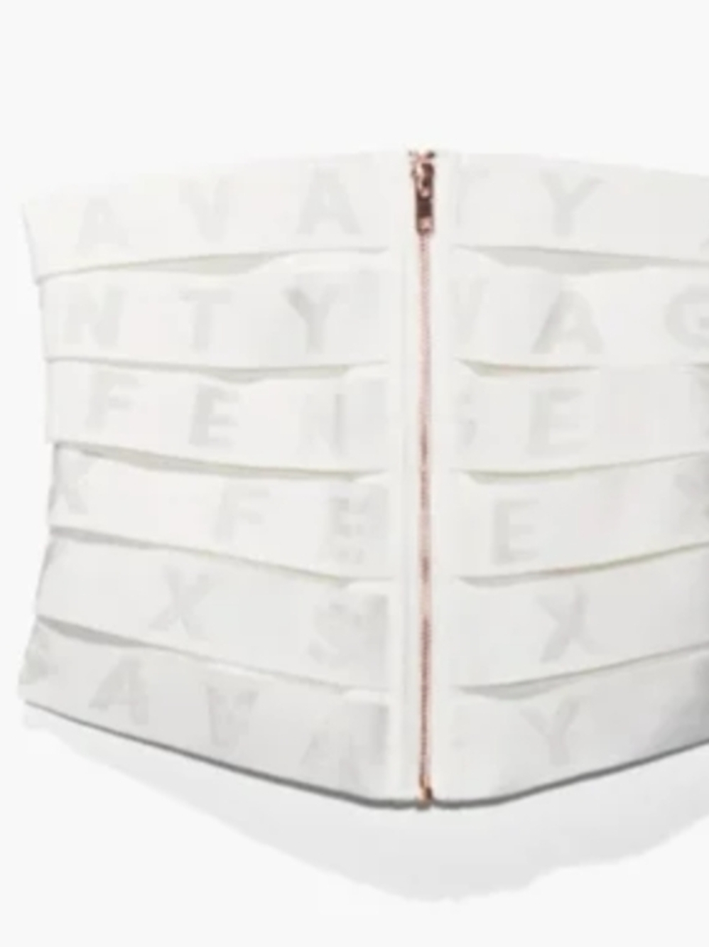Savage X Fenty White Strapless Bandeau Corset with Rose Gold Zip